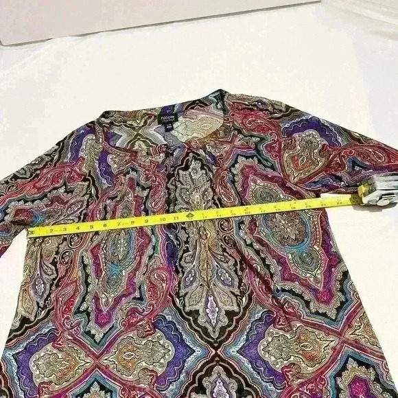 Nicole by Nicole Miller Top Blouse Chiffon Womens Size Large Sheer Geometric - Picture 5 of 14